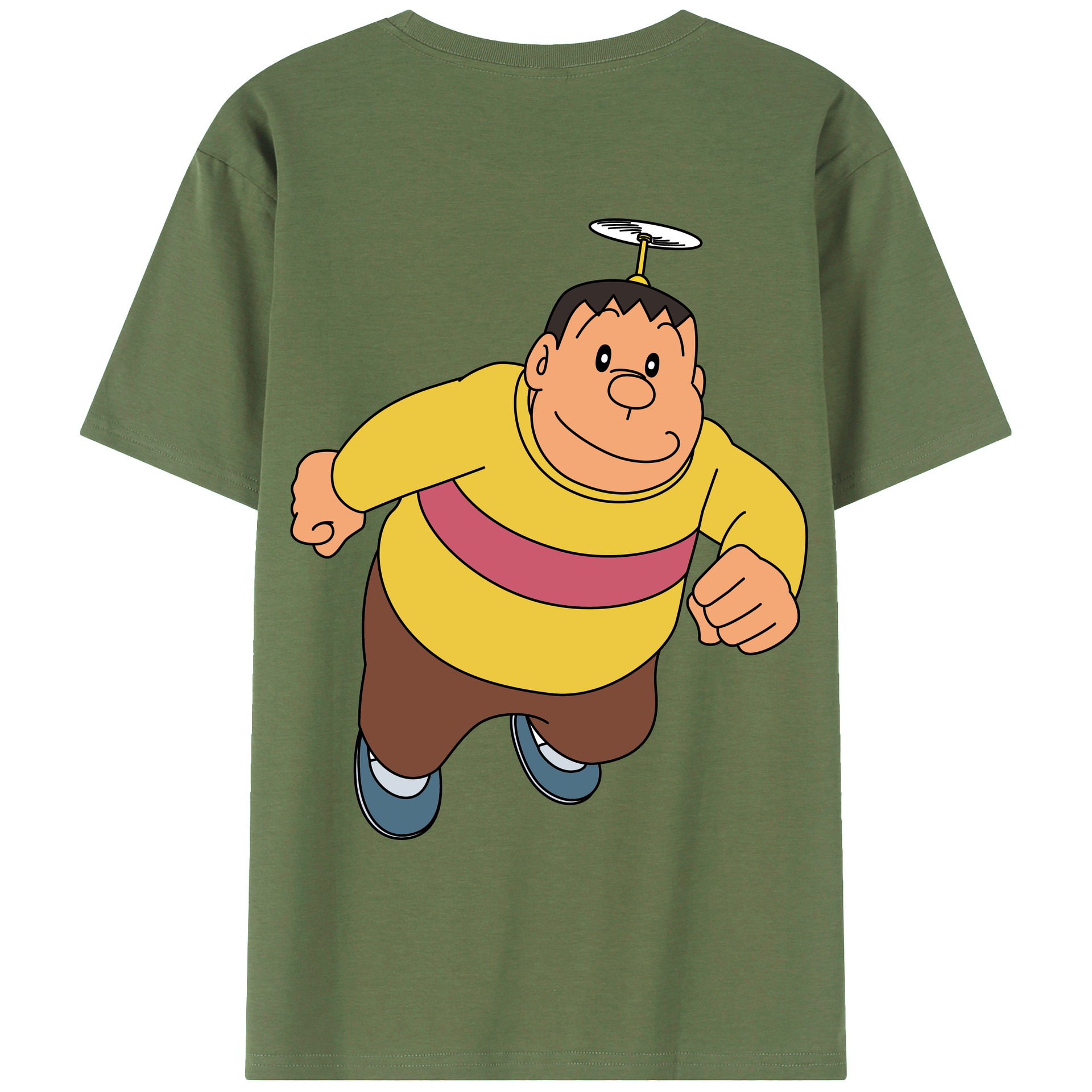 （画像用） ドラえもん 剛田武 Doraemon Gouta Takeshi 綿100％ メンズ半袖Tシャツ（バックプリント） 通気性